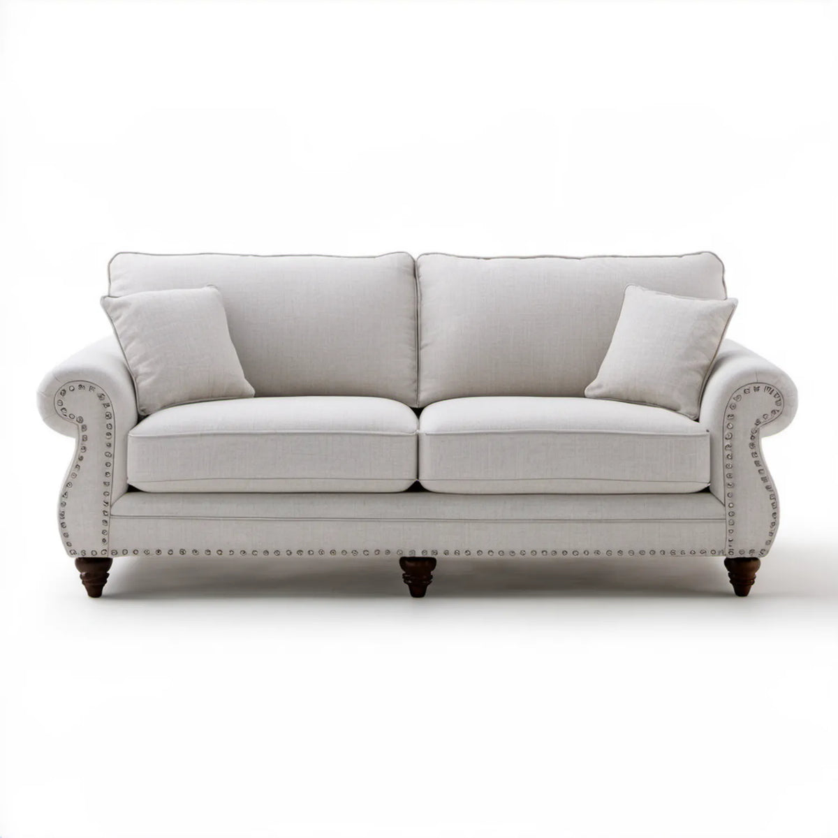 Dwuosobowa sofa jasnoszara 180 x 90 x 90 cm z tapicerką poliestrową