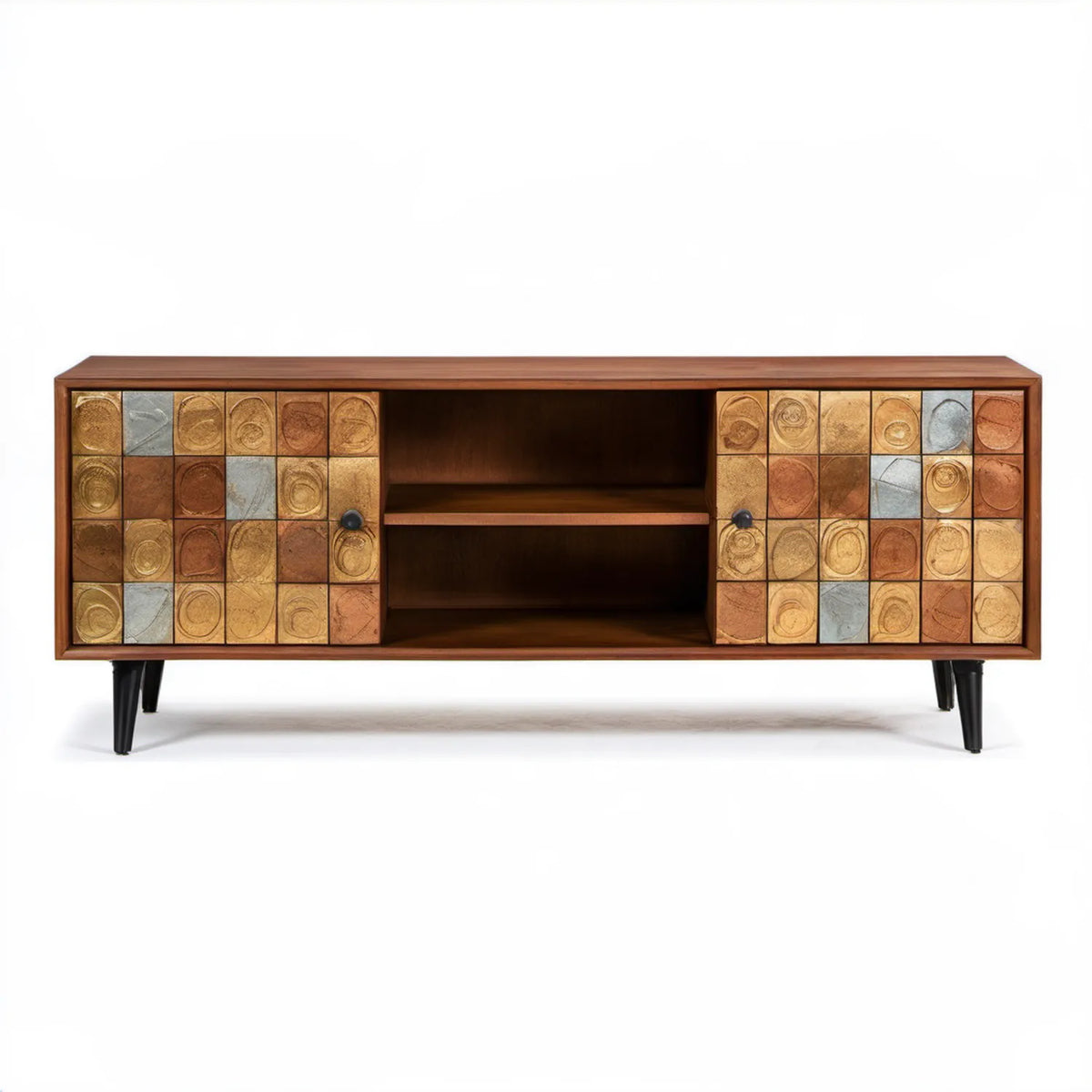 Brązowa szafka RTV z litego drewna mango 160 x 40 x 75 cm