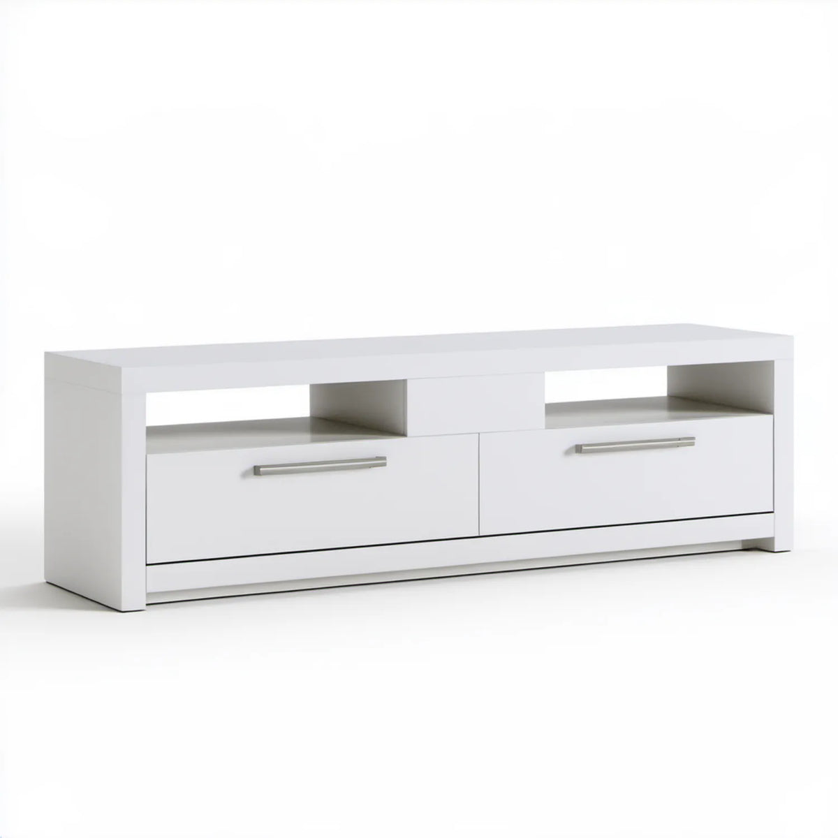 Biała szafka RTV 180 x 40 x 45 cm z laminowanej płyty wiórowej