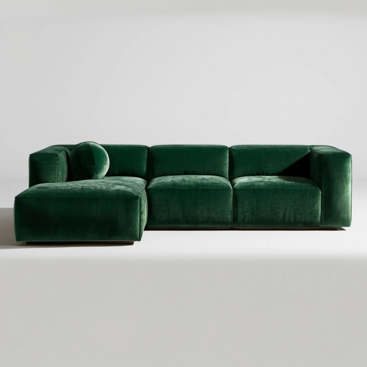 Lewostronna sofa narożna 3-osobowa z szezlongiem, ciemnozielona, 280 x 160 x 80 cm