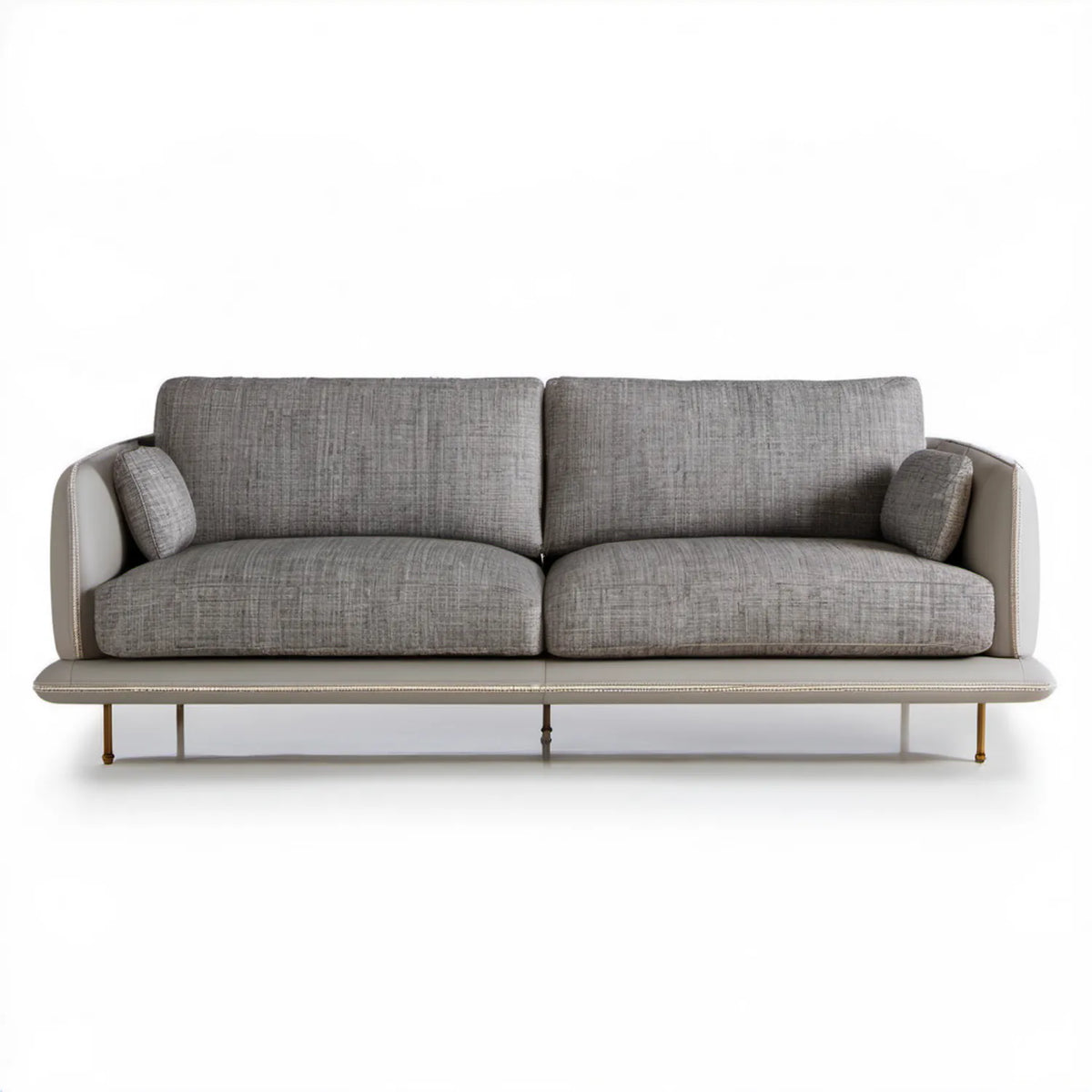 Sofa dwuosobowa 220 x 92 x 82 cm szara, jasnoszara i złota