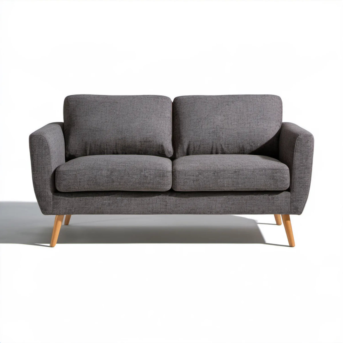 Szara sofa dwuosobowa 140 x 80 x 82 cm z tapicerką poliestrową