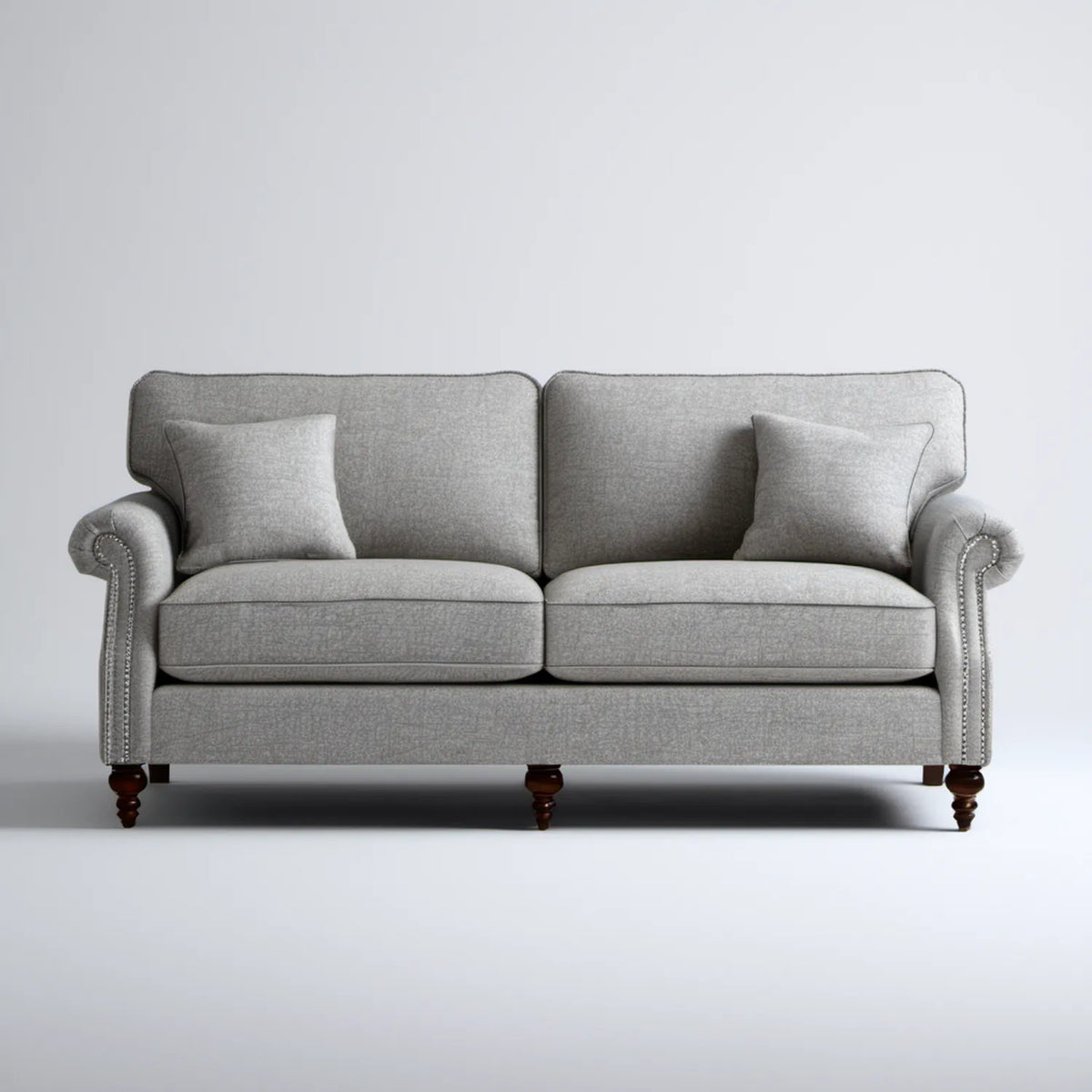 Szara sofa dwuosobowa 180 x 90 x 90 cm z tapicerką poliestrową