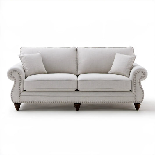 Dwuosobowa sofa jasnoszara 180 x 90 x 90 cm z tapicerką poliestrową
