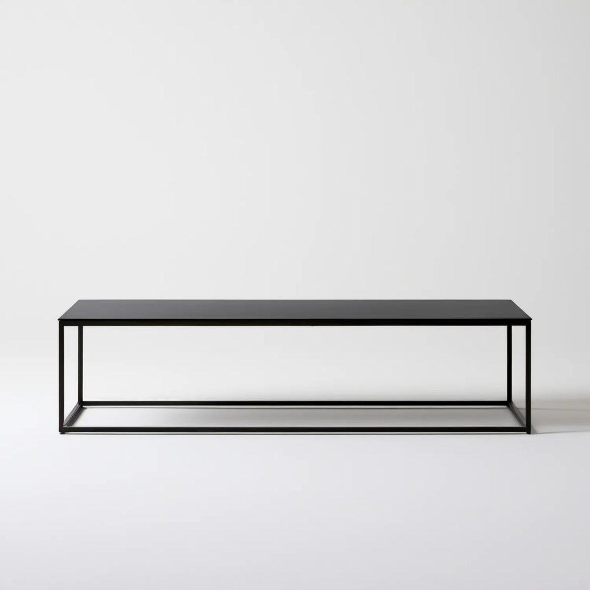 Czarny prostokątny stolik kawowy 120 x 60 x 40 cm z blatem MDF i stalową ramą