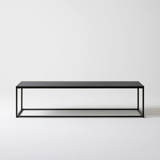 Czarny prostokątny stolik kawowy 120 x 60 x 40 cm z blatem MDF i stalową ramą