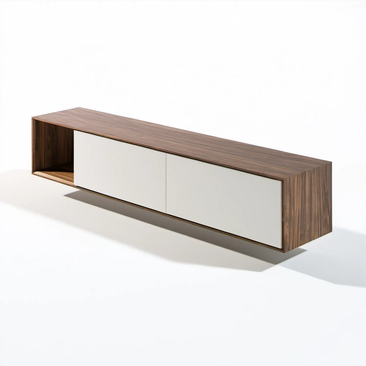 Szafka RTV z płyty MDF, orzechowo-biała, 180 x 40 x 45 cm