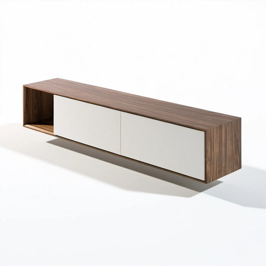 Szafka RTV z płyty MDF, orzechowo-biała, 180 x 40 x 45 cm