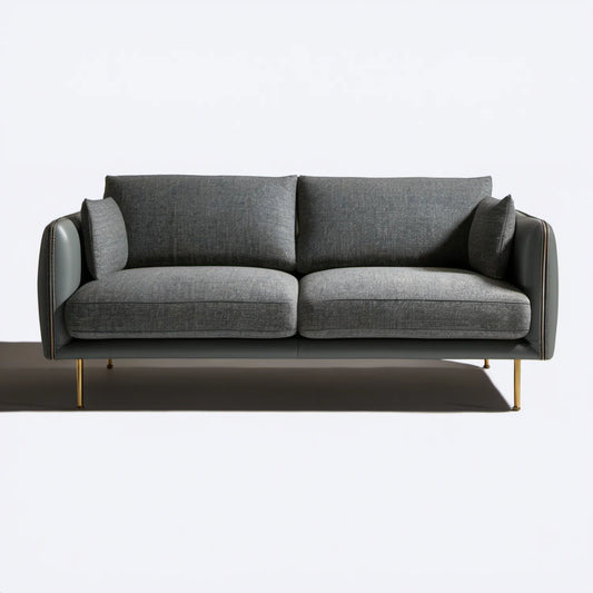 Dwuosobowa sofa grafitowo-czarna ze złotymi nogami, 180 x 85 x 82 cm