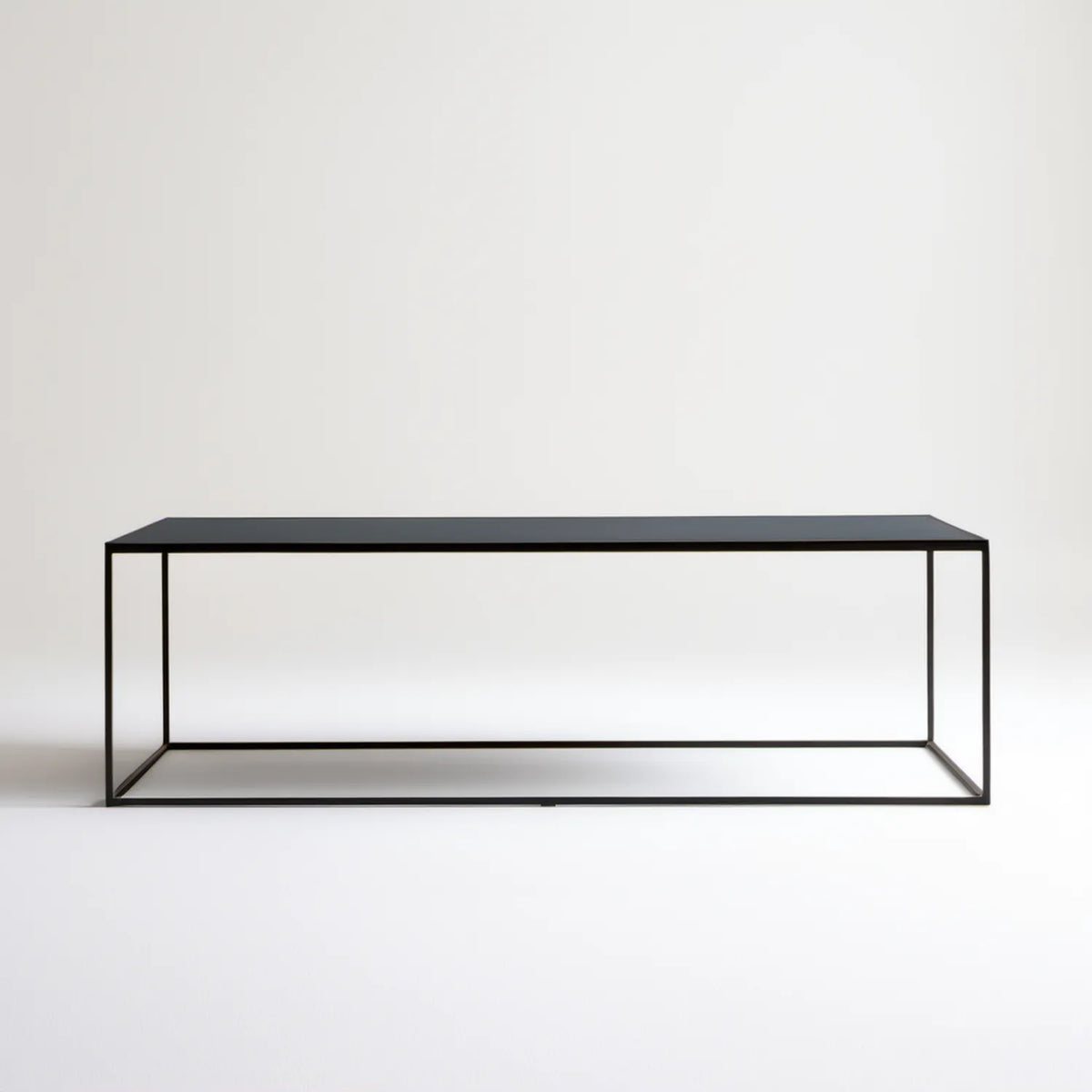 Prostokątny stolik kawowy czarny 120 x 40 x 45 cm z blatem MDF i stalową ramą