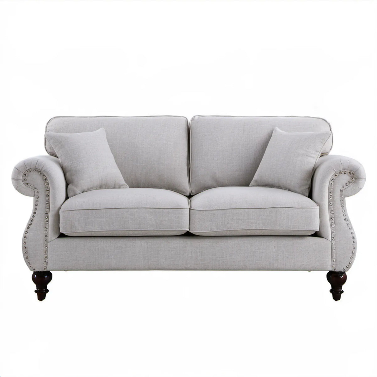Szara sofa 2-osobowa tapicerowana 178 × 91 × 90 cm