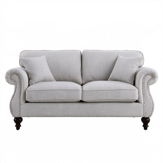Szara sofa 2-osobowa tapicerowana 178 × 91 × 90 cm