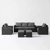 6-częściowy komplet mebli ogrodowych z technorattanu, antracytowy/ciemnoszary, sofa 180 × 75 × 75 cm