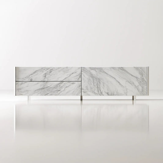 Szafka RTV 180 x 40 x 60 cm z MDF w dekorze białego marmuru