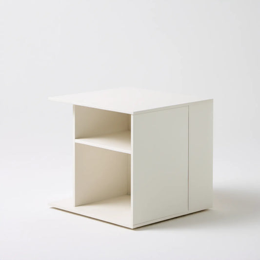 Biały prostokątny stolik pomocniczy z półkami z płyty MDF 45 x 40 x 55 cm